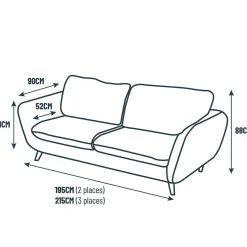 Canapé fixe 3 places Axel - Tissu - Enjoy Vert D'Eau