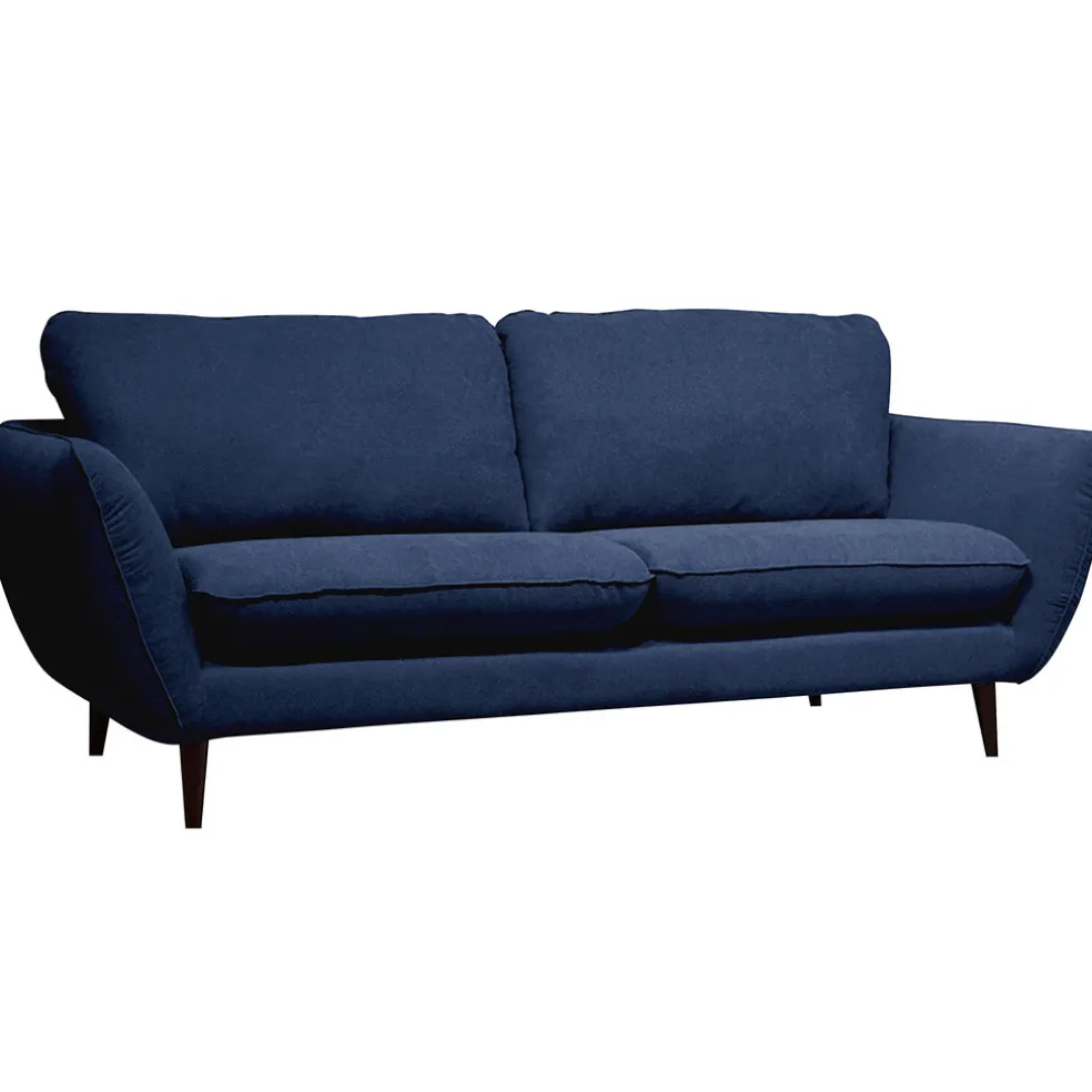 Canapé fixe 3 places Axel - Velours Texturé - Dany Bleu marine