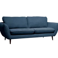 Canapé fixe 3 places Axel - Velours Texturé - Dany bleu grisé