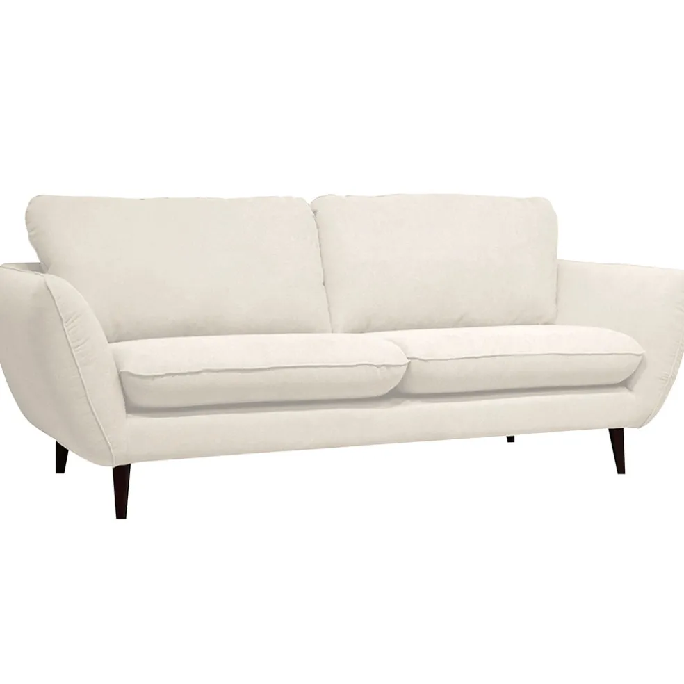 Canapé fixe 3 places Axel - Velours Texturé - Dany Ecru