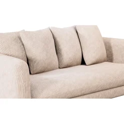 Canapé fixe 3 places Basile - Effet Velours Côtelé - Fjord Écru