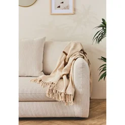 Canapé fixe 3 places Basile - Effet Velours Côtelé - Fjord Écru