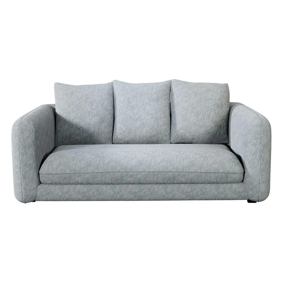 Canapé fixe 3 places Basile - Effet Velours Côtelé - Fjord Écru