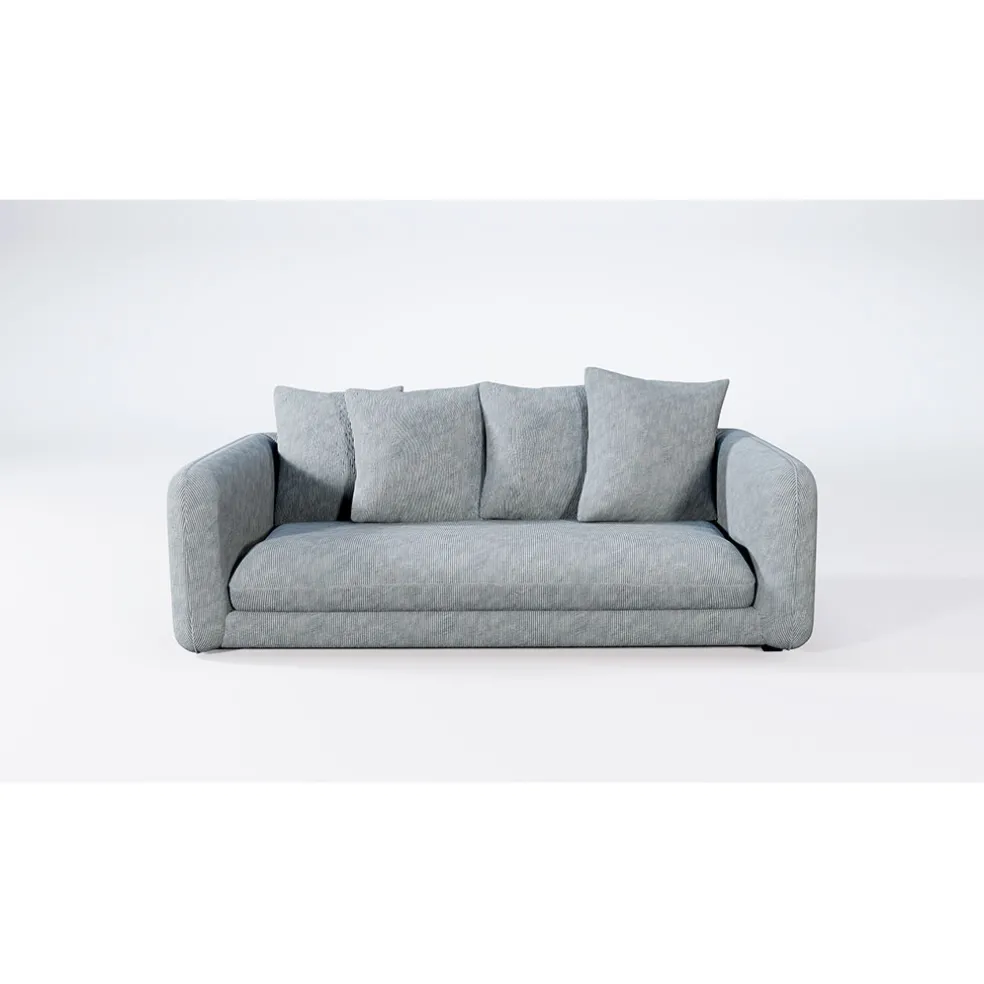 Canapé fixe 3 places Basile - Effet Velours Côtelé - Fjord Écru