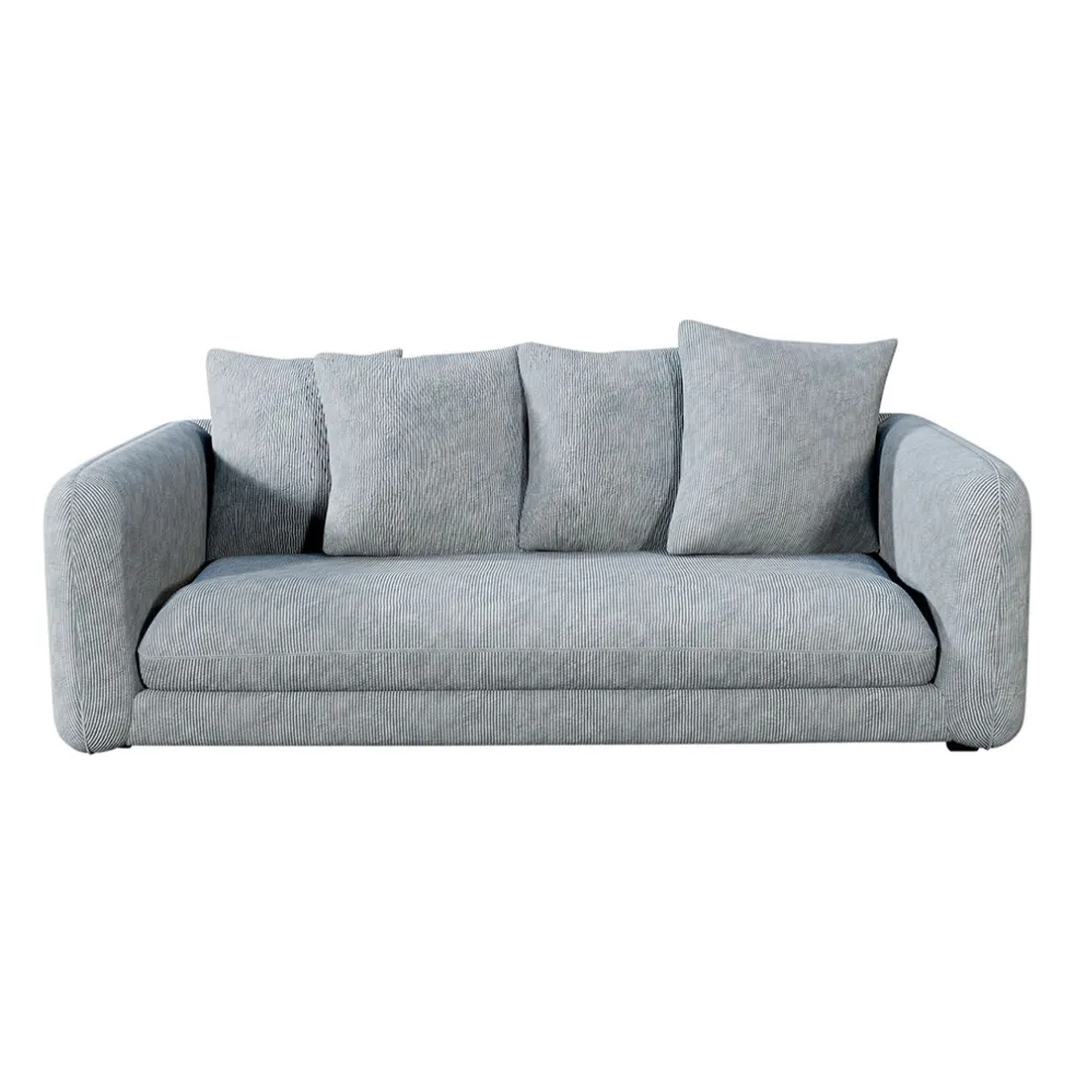 Canapé fixe 3 places Basile - Effet Velours Côtelé - Fjord Écru