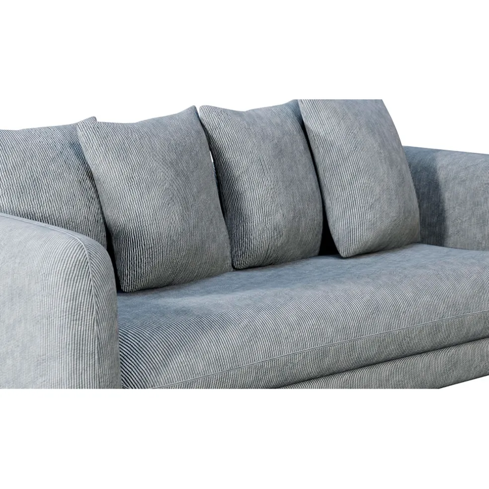 Canapé fixe 3 places Basile - Effet Velours Côtelé - Fjord Écru