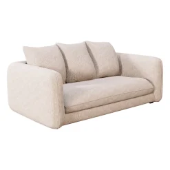 Canapé fixe 3 places Basile - Effet Velours Côtelé - Fjord Écru