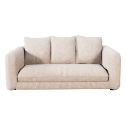 Canapé fixe 3 places Basile - Effet Velours Côtelé - Fjord Écru