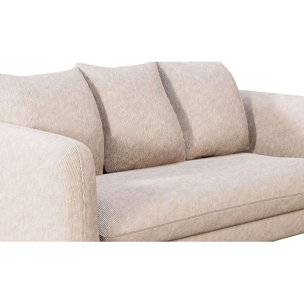 Canapé fixe 3 places Basile - Effet Velours Côtelé - Fjord Écru