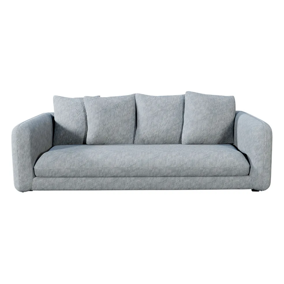 Canapé fixe 3 places Basile - Effet Velours Côtelé - Fjord Écru