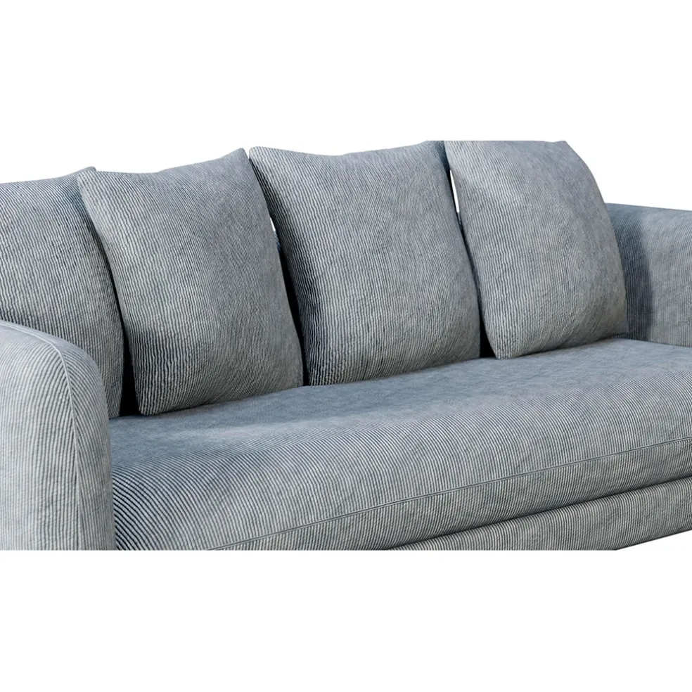 Canapé fixe 3 places Basile - Effet Velours Côtelé - Fjord Écru