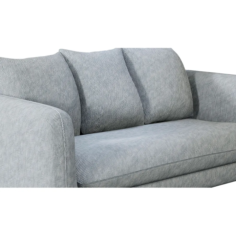 Canapé fixe 3 places Basile - Effet Velours Côtelé - Fjord Écru