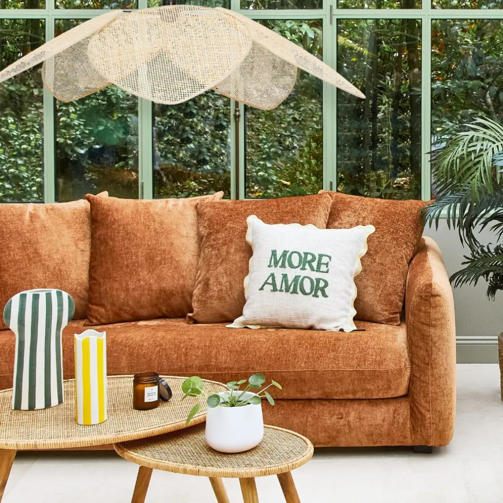 Canapé fixe 3 places Basile - Velours Texturé - Perfect Harmony Écureuil