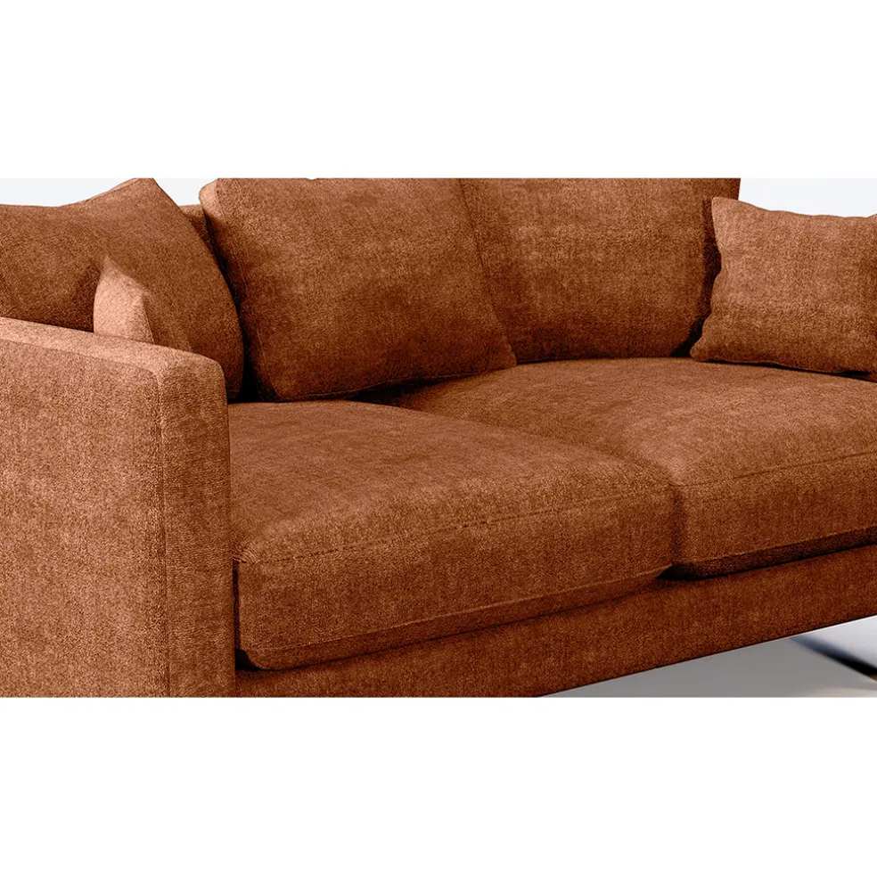 Canapé fixe 3 places Basile - Velours Texturé - Perfect Harmony Écureuil