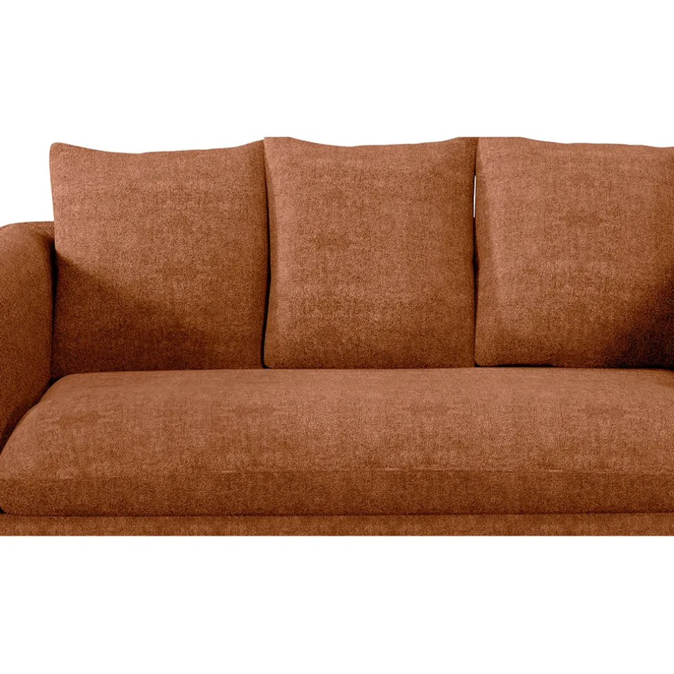 Canapé fixe 3 places Basile - Velours Texturé - Perfect Harmony Écureuil