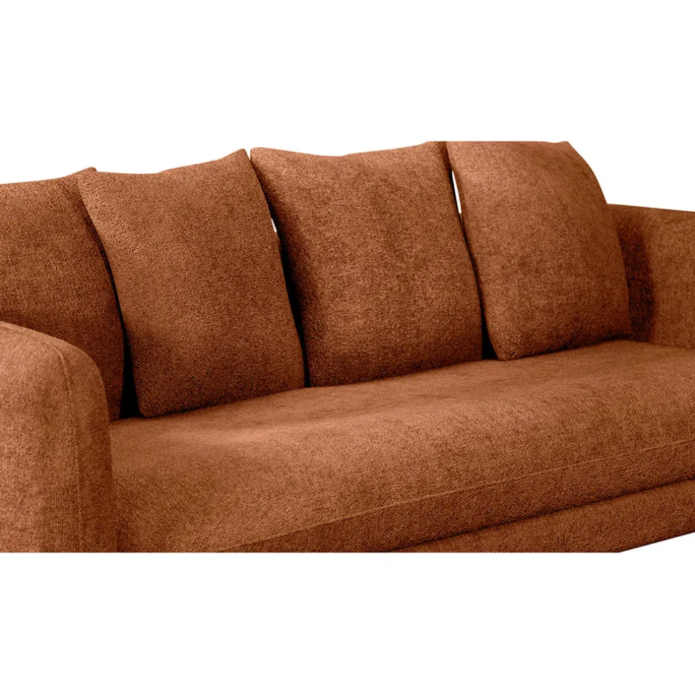 Canapé fixe 3 places Basile - Velours Texturé - Perfect Harmony Écureuil