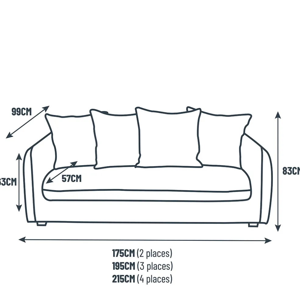 Canapé fixe 3 places Basile - Velours Texturé - Perfect Harmony Écureuil