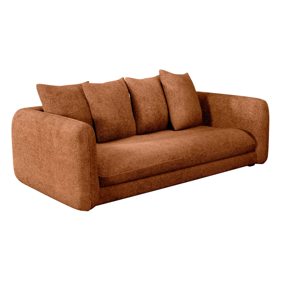 Canapé fixe 3 places Basile - Velours Texturé - Perfect Harmony Écureuil