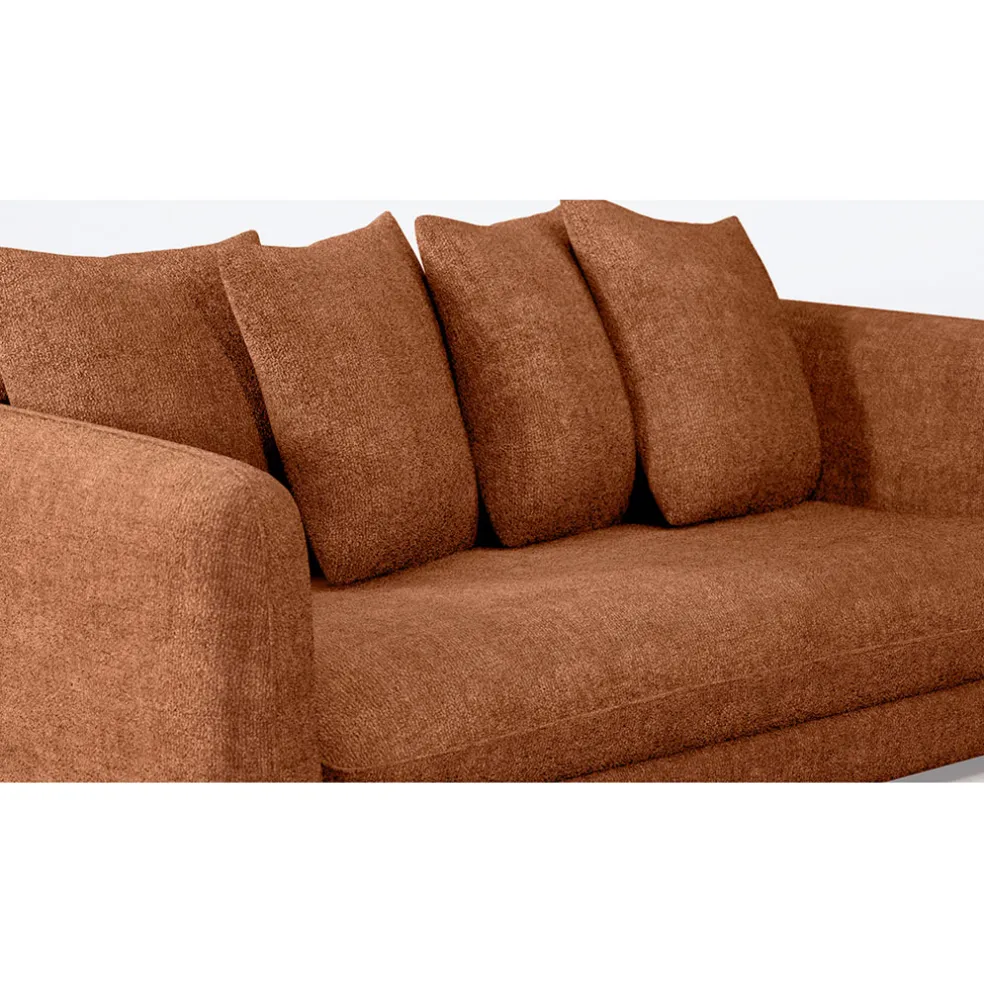 Canapé fixe 3 places Basile - Velours Texturé - Perfect Harmony Écureuil