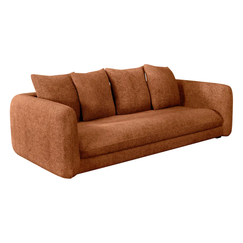 Canapé fixe 3 places Basile - Velours Texturé - Perfect Harmony Écureuil