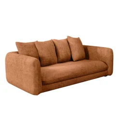 Canapé fixe 3 places Basile - Velours Texturé - Perfect Harmony Écureuil