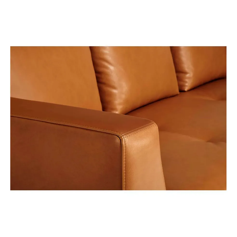 Canapé fixe 3 places en cuir vintage cognac - Montino