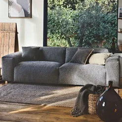 Canapé fixe 4 places en tissu bellagio gris - Posada