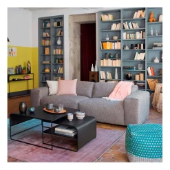 Canapé fixe 4 places en tissu bellagio gris - Posada