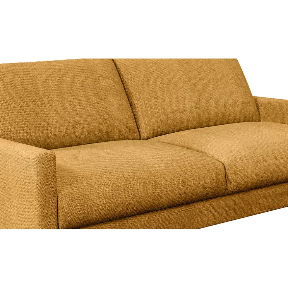 Canapé fixe 3 places Gaspard - Tissu Texturé - Crown Moutarde