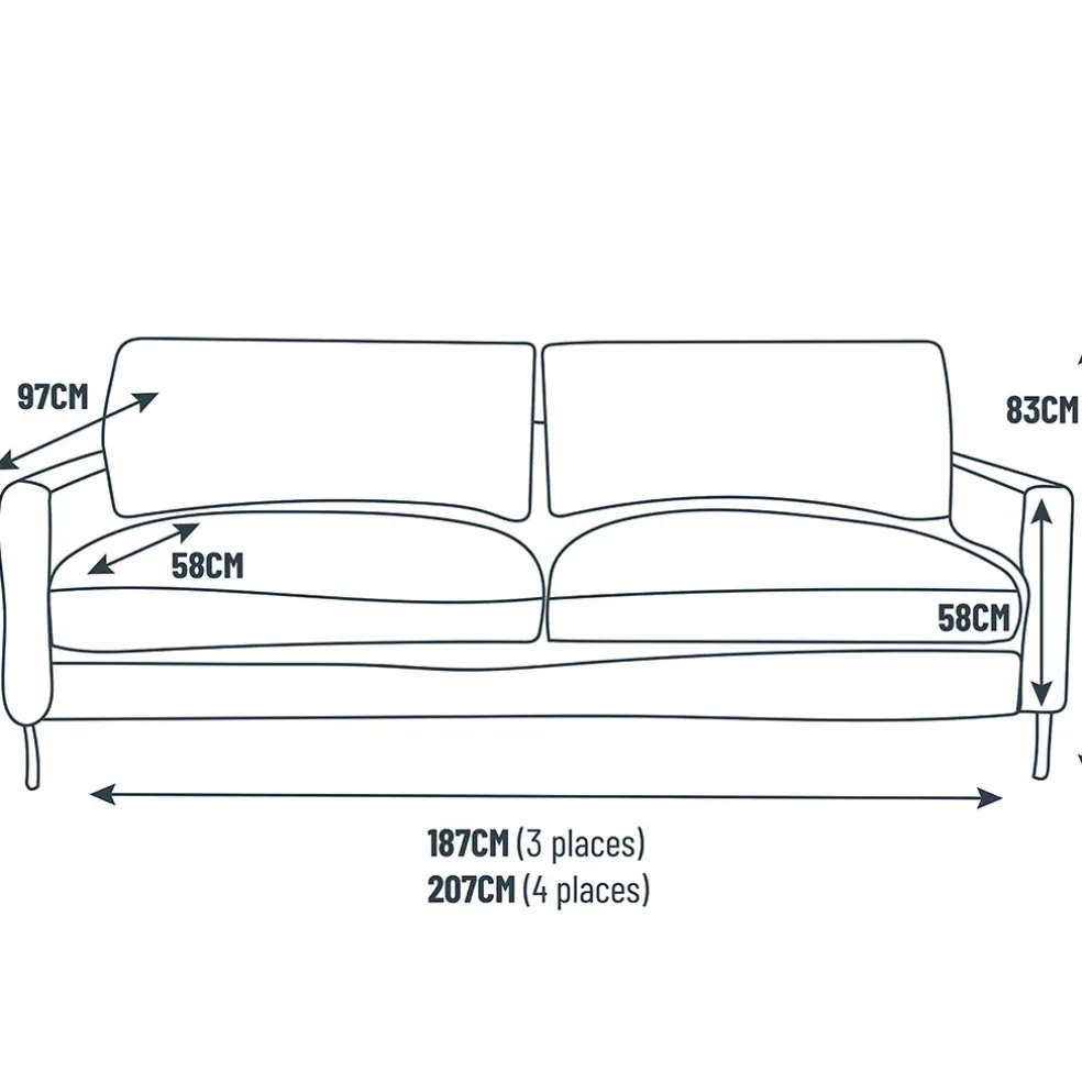 Canapé fixe 3 places Gaspard - Tissu Texturé - Crown Moutarde