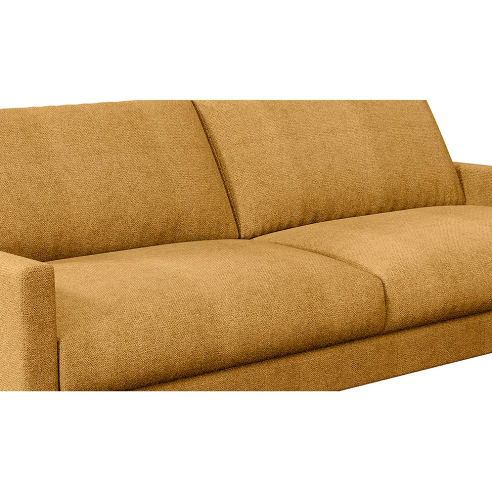 Canapé fixe 3 places Gaspard - Tissu Texturé - Crown Moutarde
