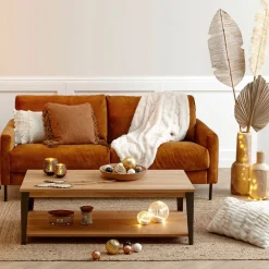 Canapé fixe 3 places Gaspard - Velours Vintage - Adore Anthracite