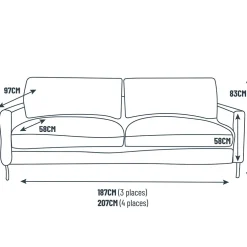 Canapé fixe 3 places Gaspard - Tissu - Enjoy Anthracite