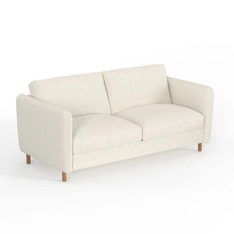 Canapé fixe 4 places Gustave - Velours Texturé - Dany Ecru