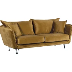 Canapé fixe 3 places Harry en tissu velours ocre 204cm