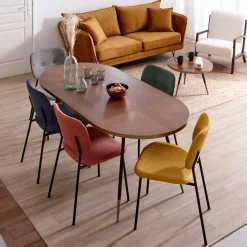 Canapé fixe 3 places Harry en tissu velours ocre 204cm