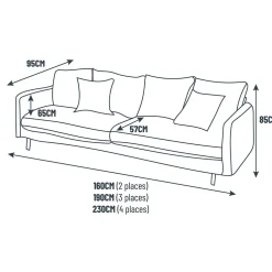 Canapé fixe 4 places Marius - Effet Velours - Seven Turtle