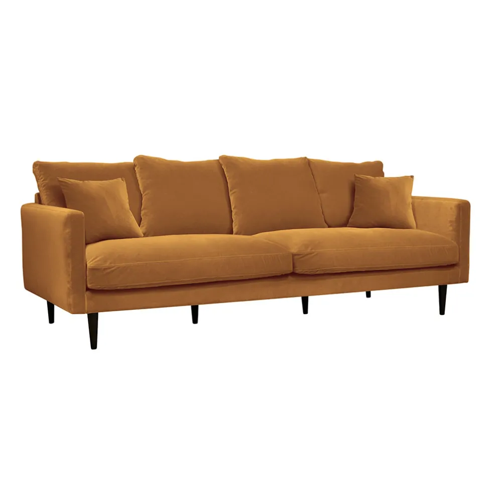 Canapé fixe 4 places Marius - Velours Vintage - Adore Gold