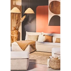 Canapé modulable 4 places avec pouf ivoire - Aubin