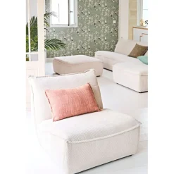 Canapé modulable 4 places avec pouf ivoire - Aubin