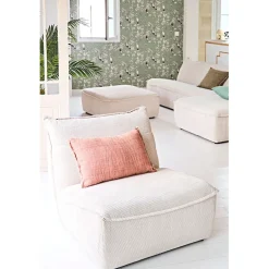 Canapé modulable 4 places avec pouf ivoire - Aubin