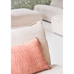 Canapé modulable 4 places avec pouf ivoire - Aubin