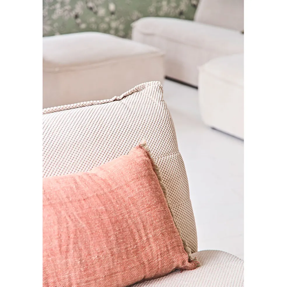 Canapé modulable 4 places avec pouf ivoire - Aubin