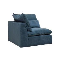 Canapé modulable 4 places bleu grisé avec pouf - Auguste