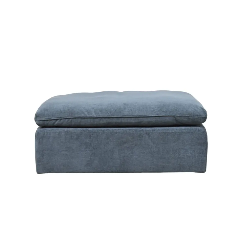 Canapé modulable 4 places bleu grisé avec pouf - Auguste