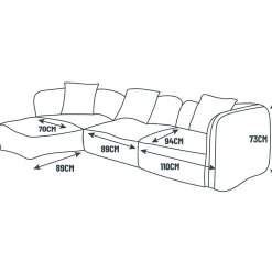 Canapé modulable 3 places terracotta avec pouf - Andrea