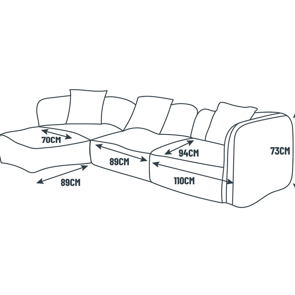 Canapé modulable 3 places terracotta avec pouf - Andrea