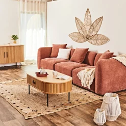 Canapé modulable 3 places terracotta avec pouf - Andrea