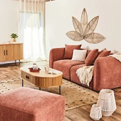 Canapé modulable 3 places terracotta avec pouf - Andrea