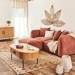 Canapé modulable 3 places terracotta avec pouf - Andrea